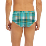 Teal Madras Pattern Print Men's Briefs