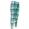 Teal Madras Pattern Print Men's Compression Pants