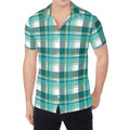 Teal Madras Pattern Print Men's Shirt