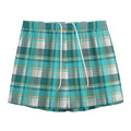 Teal Madras Pattern Print Mesh Shorts