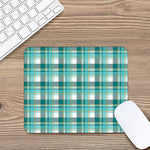 Teal Madras Pattern Print Mouse Pad