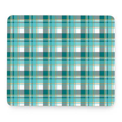 Teal Madras Pattern Print Mouse Pad