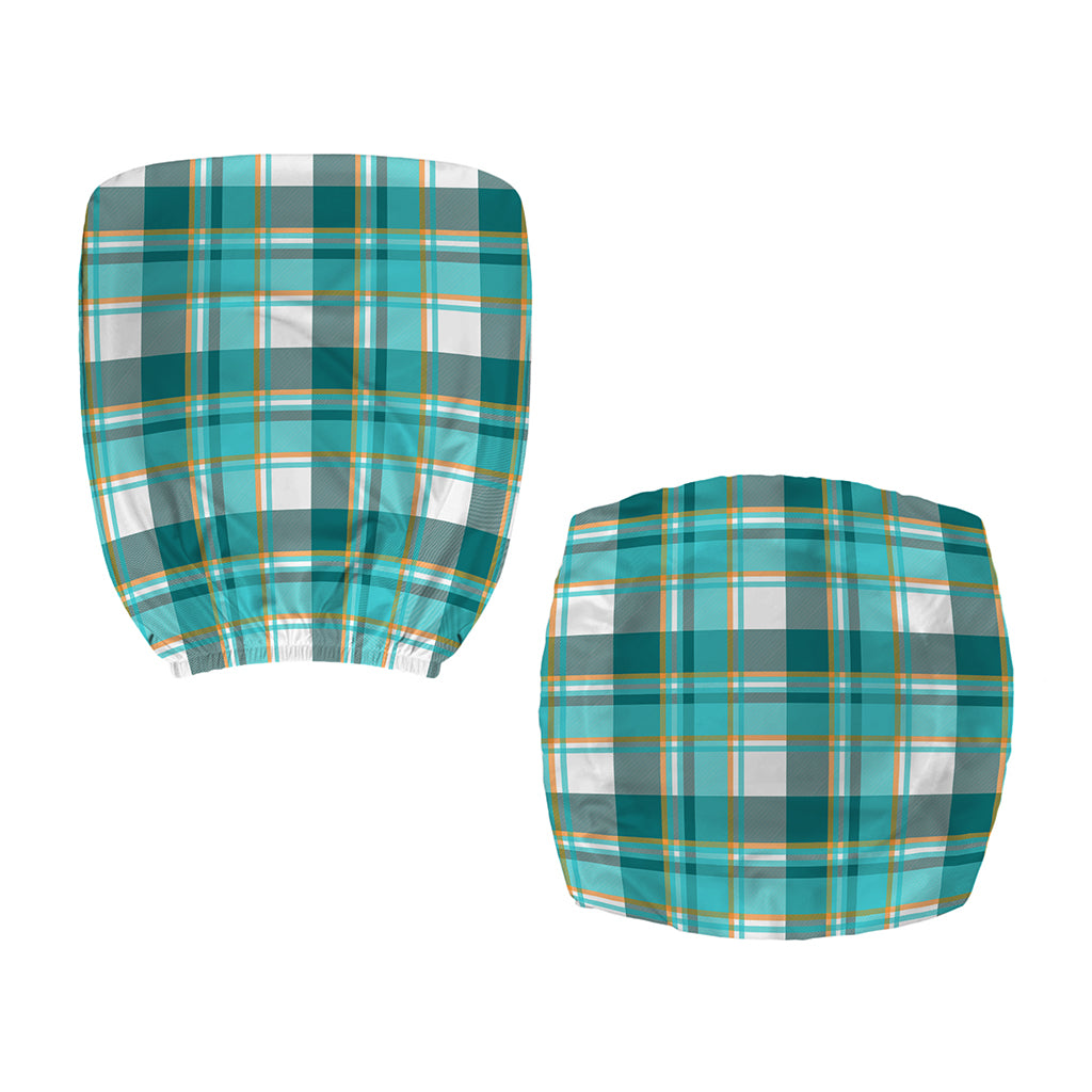 Teal Madras Pattern Print Office Chair Cover