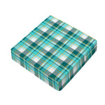 Teal Madras Pattern Print Outdoor Seat Cushion Cover
