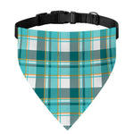 Teal Madras Pattern Print Over The Collar Dog Bandana