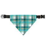 Teal Madras Pattern Print Over The Collar Dog Bandana