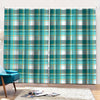 Teal Madras Pattern Print Pencil Pleat Curtains