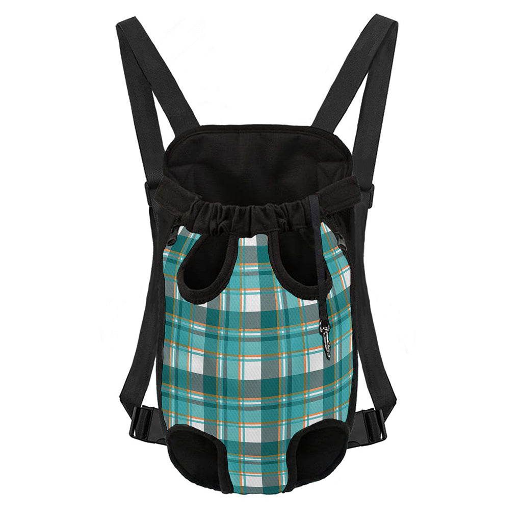Teal Madras Pattern Print Pet Carrier Backpack