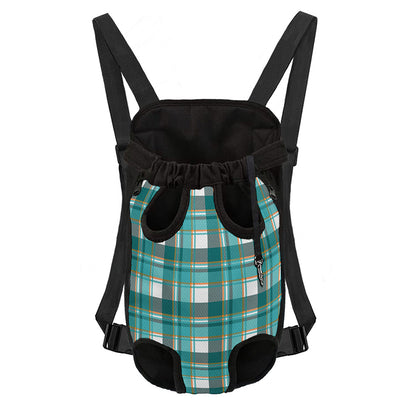 Teal Madras Pattern Print Pet Carrier Backpack