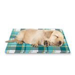 Teal Madras Pattern Print Pet Cooling Mat Cover
