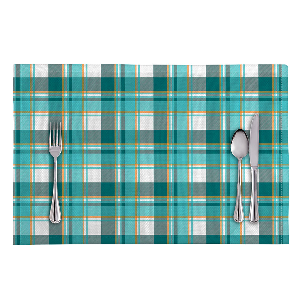 Teal Madras Pattern Print Placemat
