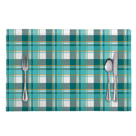 Teal Madras Pattern Print Placemat