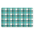 Teal Madras Pattern Print Polyester Doormat