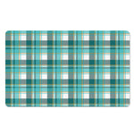 Teal Madras Pattern Print Polyester Doormat