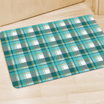 Teal Madras Pattern Print Polyester Doormat