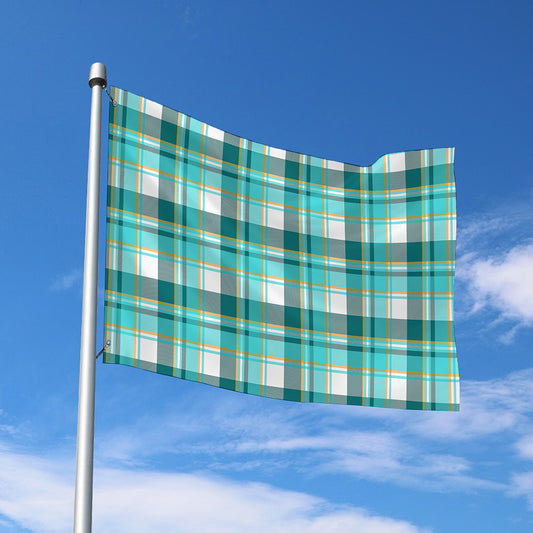 Teal Madras Pattern Print Polyester Flag