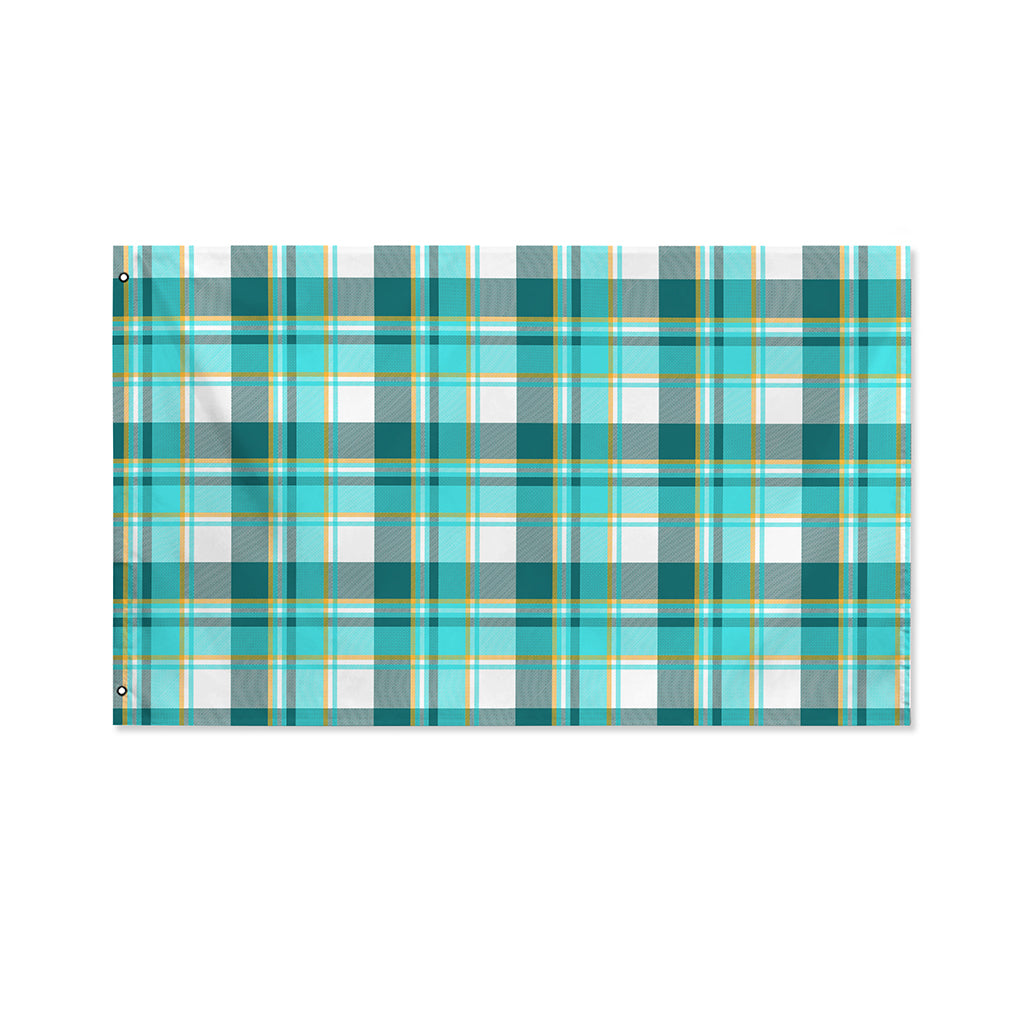 Teal Madras Pattern Print Polyester Flag