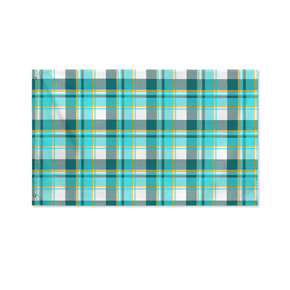 Teal Madras Pattern Print Polyester Flag