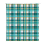 Teal Madras Pattern Print Polyester Shower Curtain