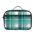 Teal Madras Pattern Print Portable Lunch Bag