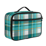 Teal Madras Pattern Print Portable Lunch Bag