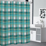 Teal Madras Pattern Print Premium Shower Curtain