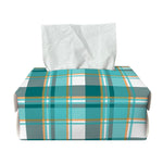Teal Madras Pattern Print Rectangle Tissue Box Cover