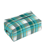 Teal Madras Pattern Print Rectangle Tissue Box Cover