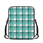 Teal Madras Pattern Print Rectangular Crossbody Bag