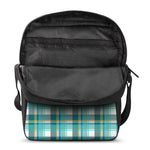 Teal Madras Pattern Print Rectangular Crossbody Bag