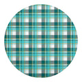 Teal Madras Pattern Print Round Blanket