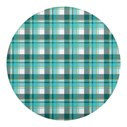 Teal Madras Pattern Print Round Blanket