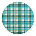 Teal Madras Pattern Print Round Blanket