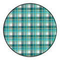 Teal Madras Pattern Print Round Floor Mat