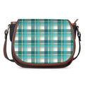 Teal Madras Pattern Print Saddle Bag