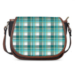 Teal Madras Pattern Print Saddle Bag