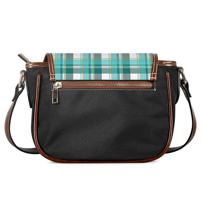 Teal Madras Pattern Print Saddle Bag