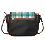 Teal Madras Pattern Print Saddle Bag