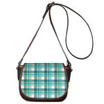 Teal Madras Pattern Print Saddle Bag