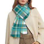 Teal Madras Pattern Print Scarf