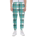 Teal Madras Pattern Print Joggers