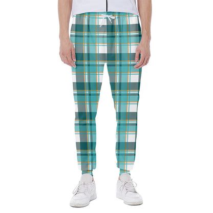 Teal Madras Pattern Print Scuba Joggers