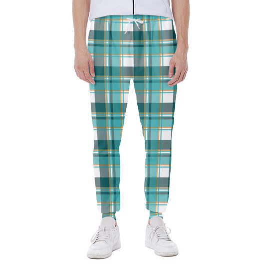 Teal Madras Pattern Print Scuba Joggers