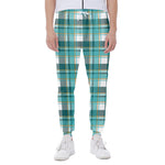 Teal Madras Pattern Print Scuba Joggers
