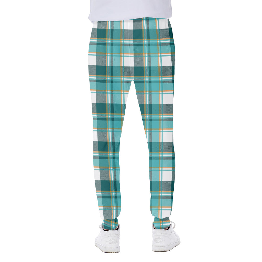 Teal Madras Pattern Print Scuba Joggers
