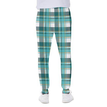 Teal Madras Pattern Print Scuba Joggers