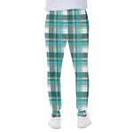 Teal Madras Pattern Print Scuba Joggers