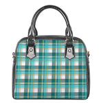 Teal Madras Pattern Print Shoulder Handbag