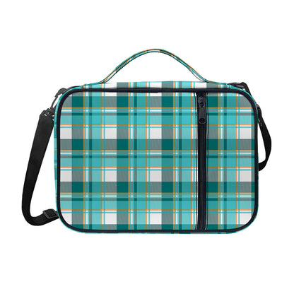 Teal Madras Pattern Print Shoulder Strap Bible Bag
