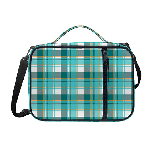 Teal Madras Pattern Print Shoulder Strap Bible Bag